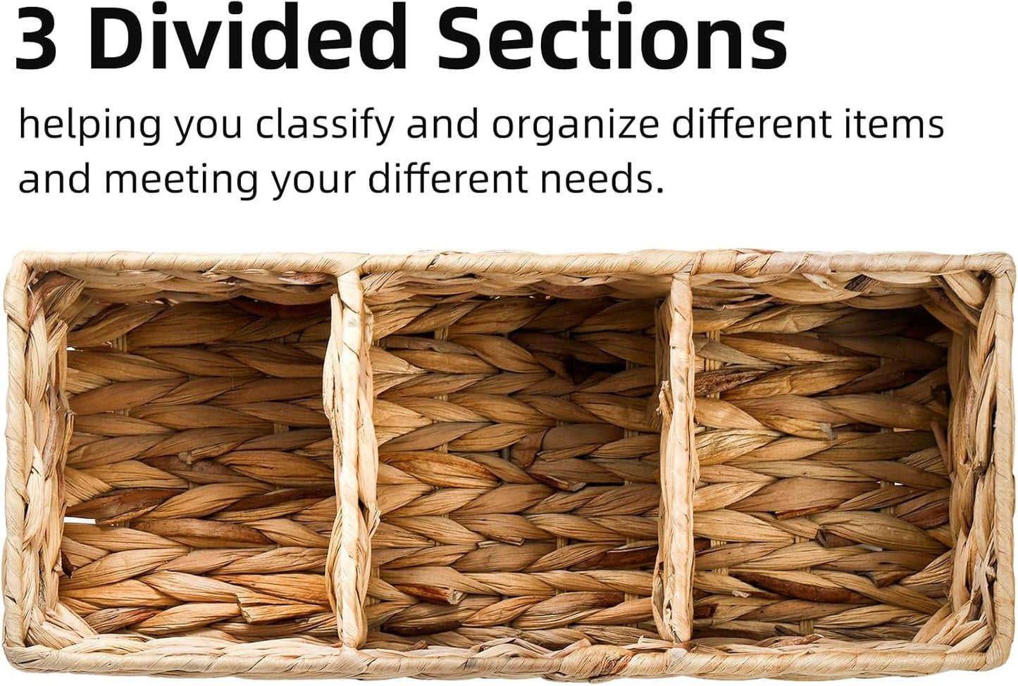 3-Section Handwoven Organizer Rectangular Basket
