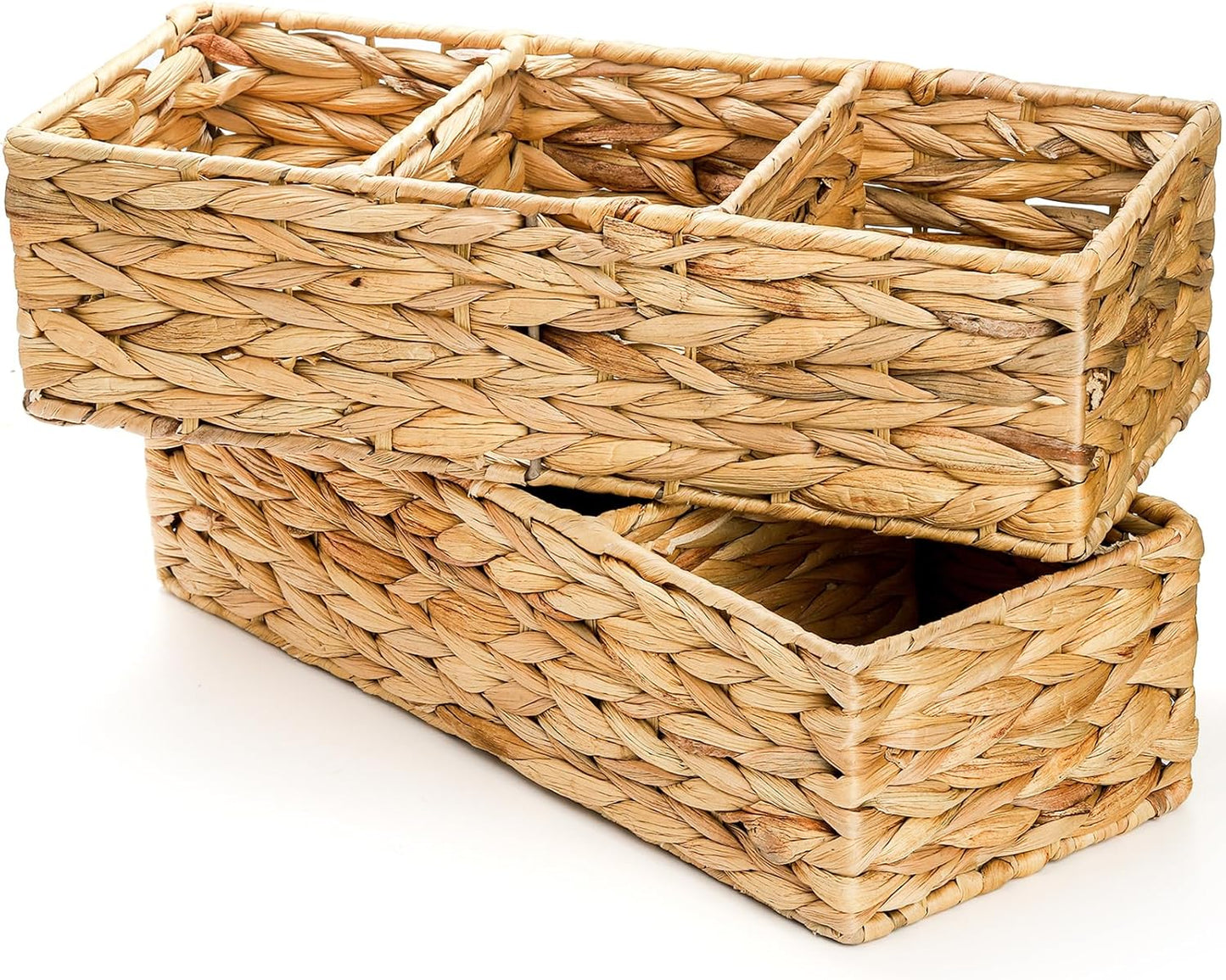 3-Section Handwoven Organizer Rectangular Basket