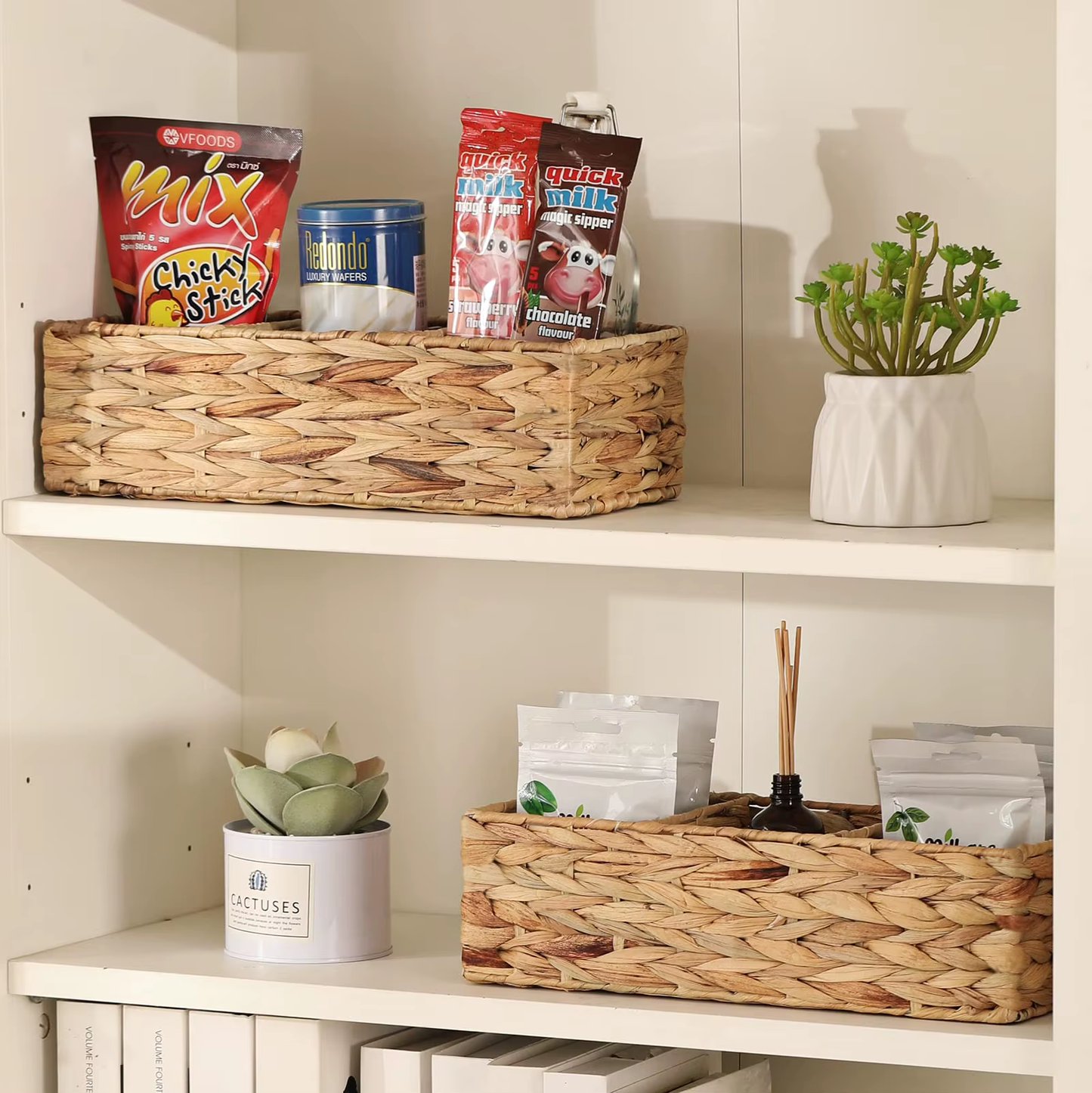 3-Section Handwoven Kitchen Organizer Rectangular Basket