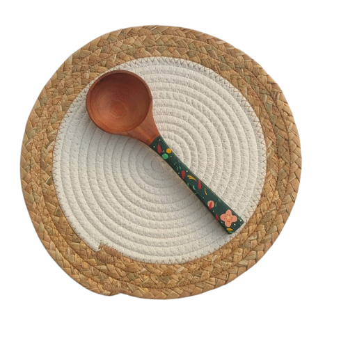 Stylish Handmade Premium Acacia Wood Painted Serving Spoon – Washable & Durable