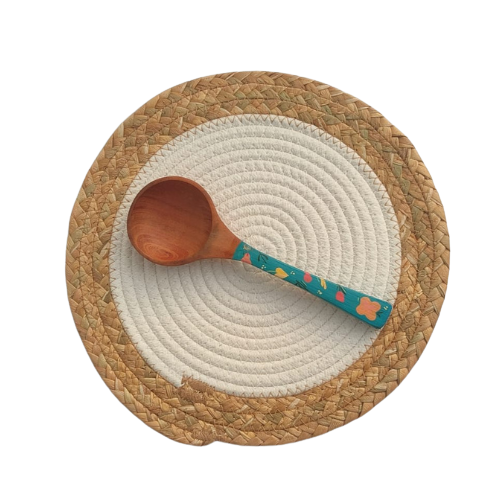 Stylish Handmade Premium Acacia Wood Painted Serving Spoon – Washable & Durable