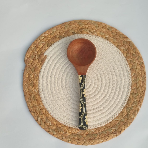 Stylish Handmade Premium Acacia Wood Painted Serving Spoon eco-friendly – Washable & Durable