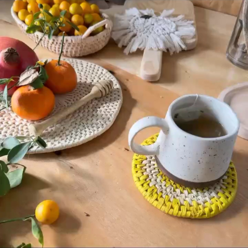 Hand crafted table mats English Natural Round