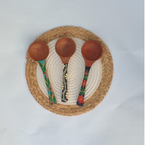 Stylish Handmade Premium Acacia Wood Painted Serving Spoon eco-friendly – Washable & Durable