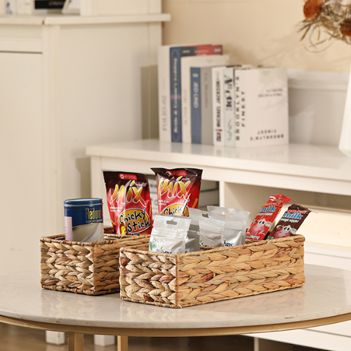 3-Section Handwoven Kitchen Organizer Rectangular Basket