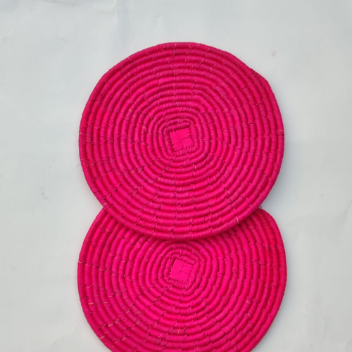 Hand crafted Table mats Natural Round multicolors