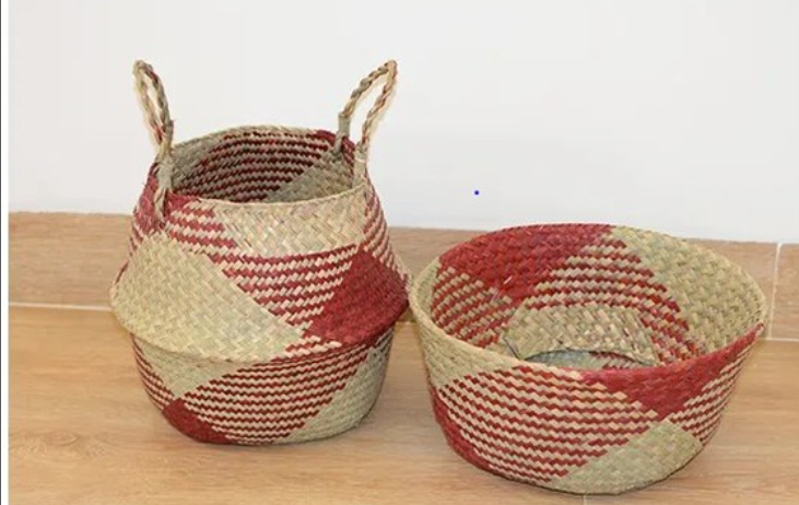 Wicker Basket For Home Decor Red