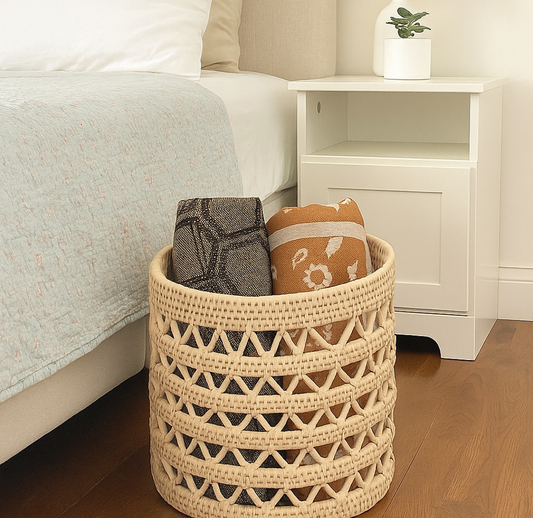 Handmade Natural Palm Leaf basket for Room Decor