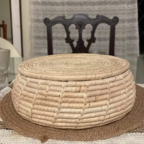 Beautiful lid Basket Natural Color- Home art & storage Basket