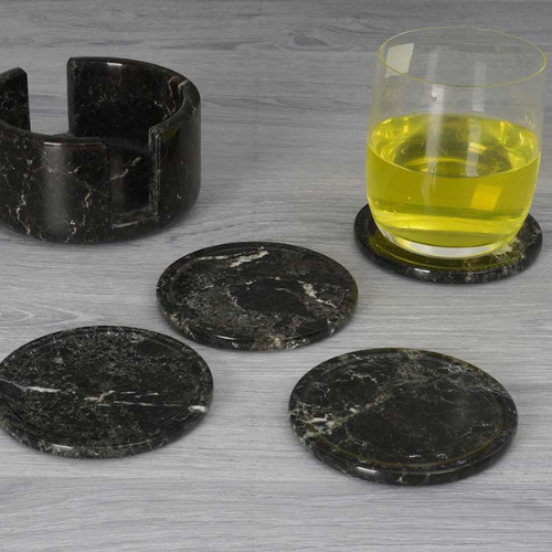 6 pcs Set Marble Coaster Set Round