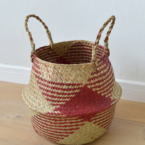 Wicker Basket For Home Decor Red