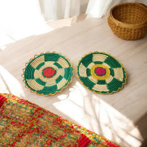 Handwoven Cultural Changair Roti Basket Natural Palm-Leaves size 6-inches