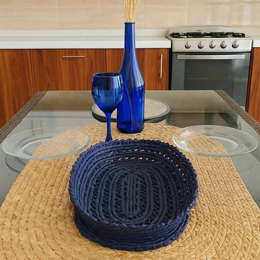 Handmade Oval Tray Navy – Eco-Friendly Home & Table Decor