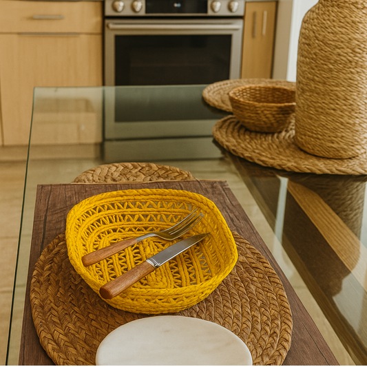Handmade Oval Tray Yellow – Eco-Friendly Home & Table Decor
