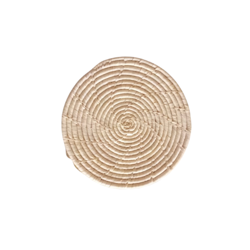 Round Coaster off White Date Leaf 4" inches