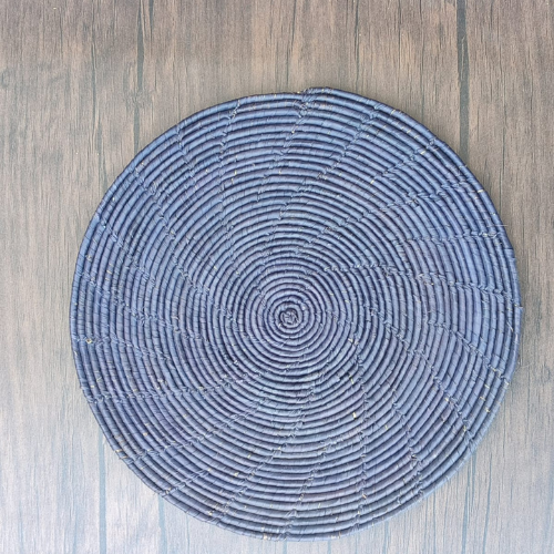 Handmade Tablemats Round Plain Black size Large 12"