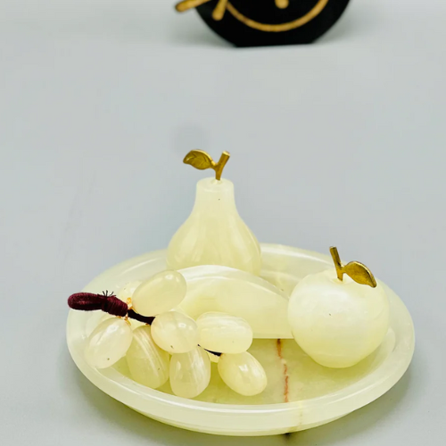 White Fruit Plate Set Marble Stone  (5pcs)