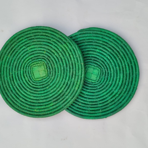 Hand crafted Table mats Natural Round multicolors