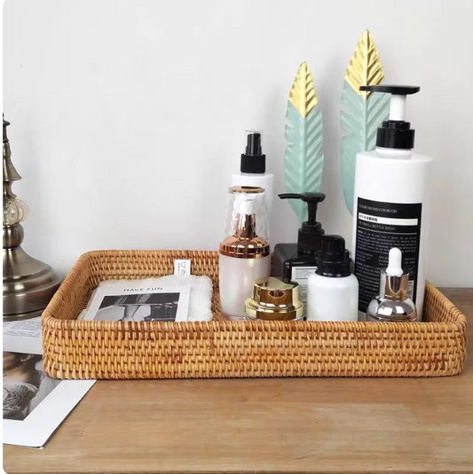 Handwoven Rattan Storage basket Square Tray