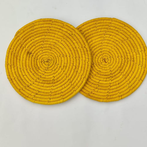 Hand crafted Table mats Natural Round multicolors